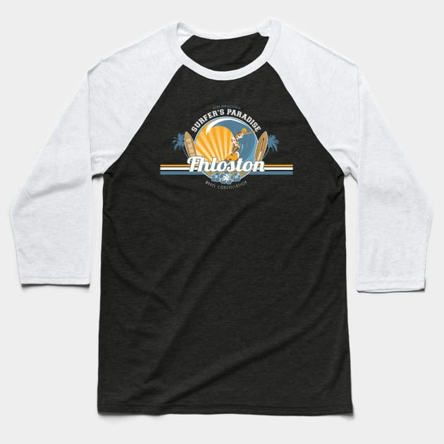 Surfer's Paradise Baseball T-Shirt by stevethomasart